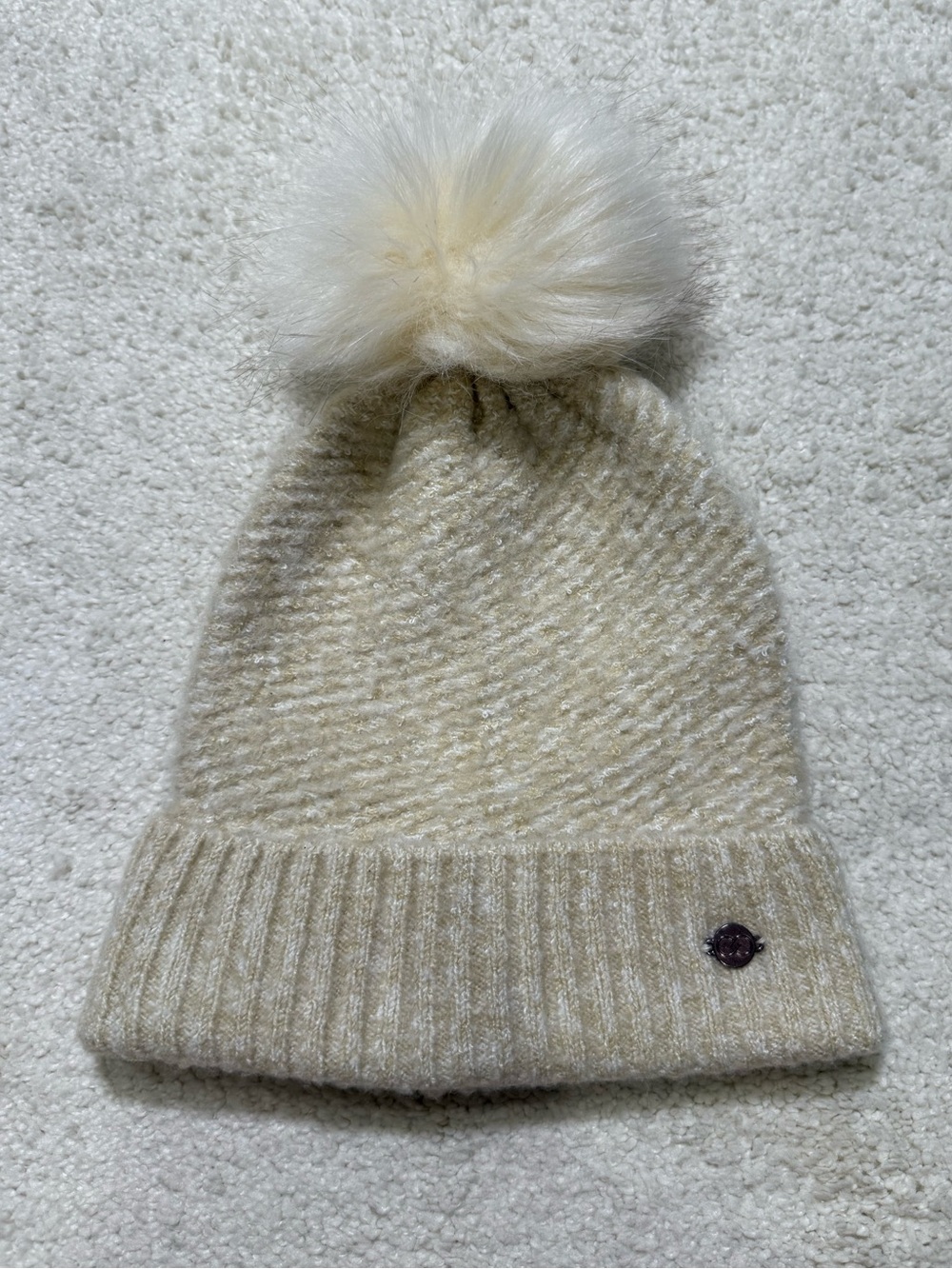 CALIA by Carrie Underwood Cream Pom-Pom Knit Beanie One Size